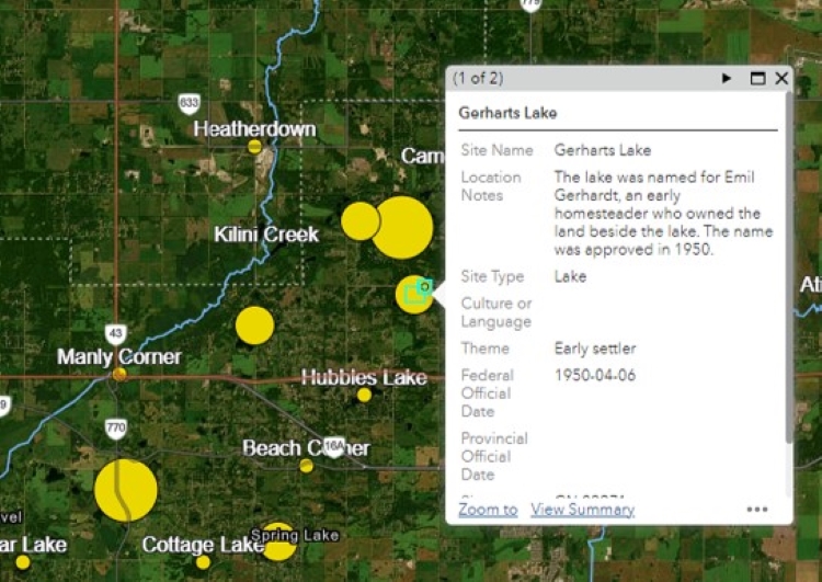 Alberta Geographical Names Web Map tool