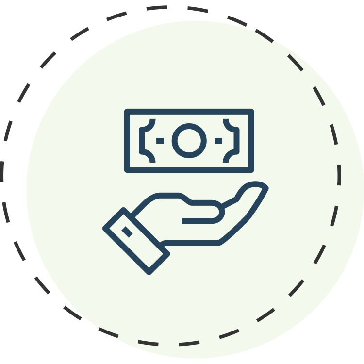 Money in hand icon